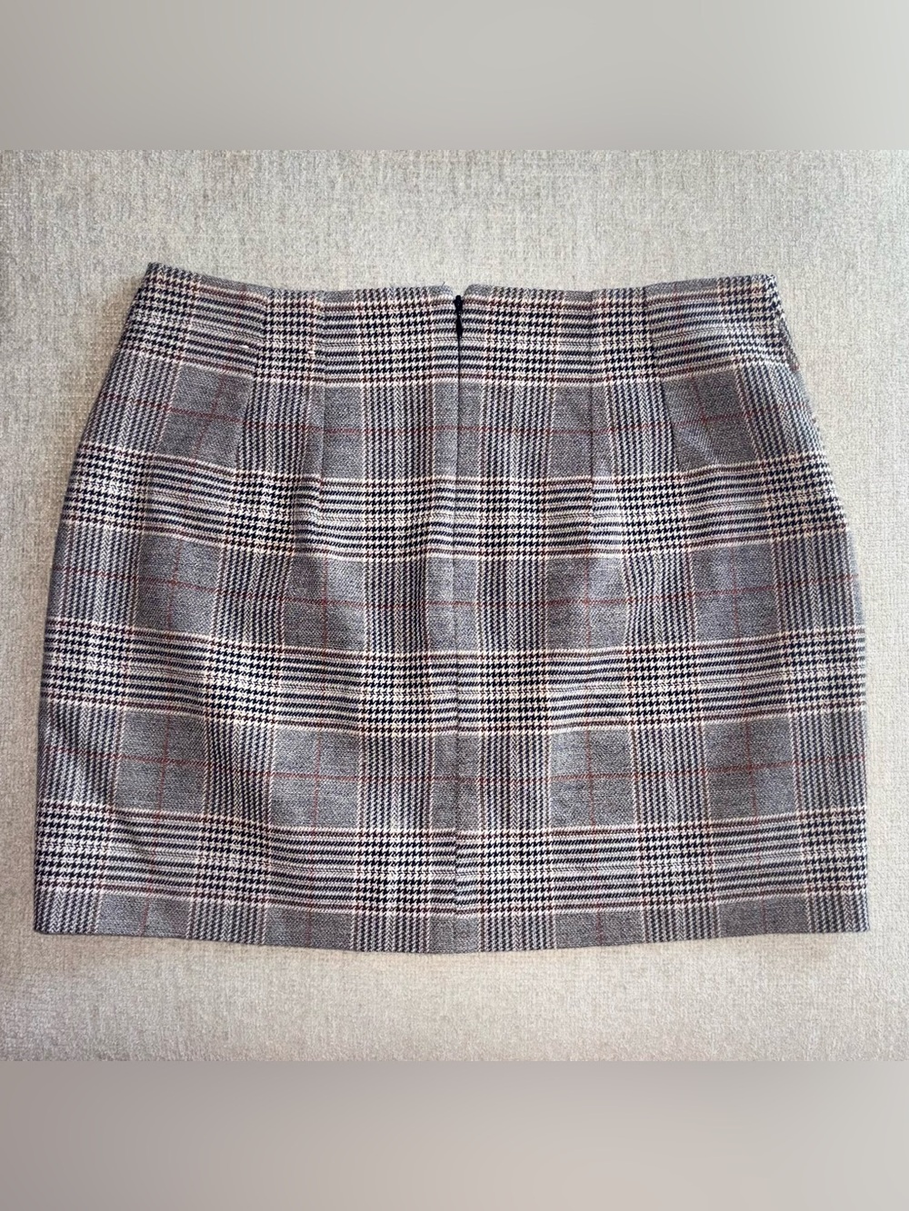 Express High Rise Plaid Mini Skirt Size 8 | Gray Windowpane Preppy Academia - Picture 5 of 5
